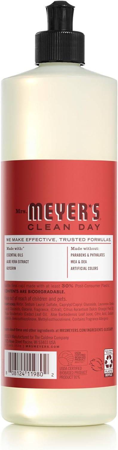 MRS. MEYER'S CLEAN DAY Liquid Dish Soap, Tomato Vine Scent, 16 Ounce Bottle