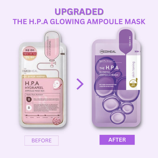 Mediheal Official Best No.1 Korean Sheet Mask - Hpa Ampoule Face Mask 10 Sheets For Boosting Radiance Giving An Instant Glow With Lha Pha For All Skin Types Value Sets