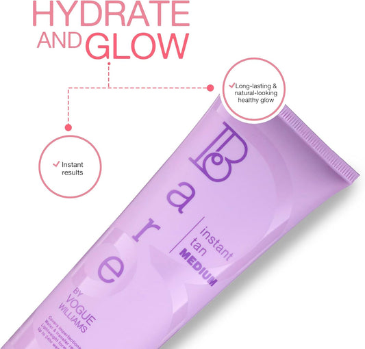 Bare By Vogue Instant Tan - Medium 150Ml, Wash-Off Formula For Streak-Free, Natural-Looking Glow - Infused With Super Peptides For Plump, Smooth & Firm Skin