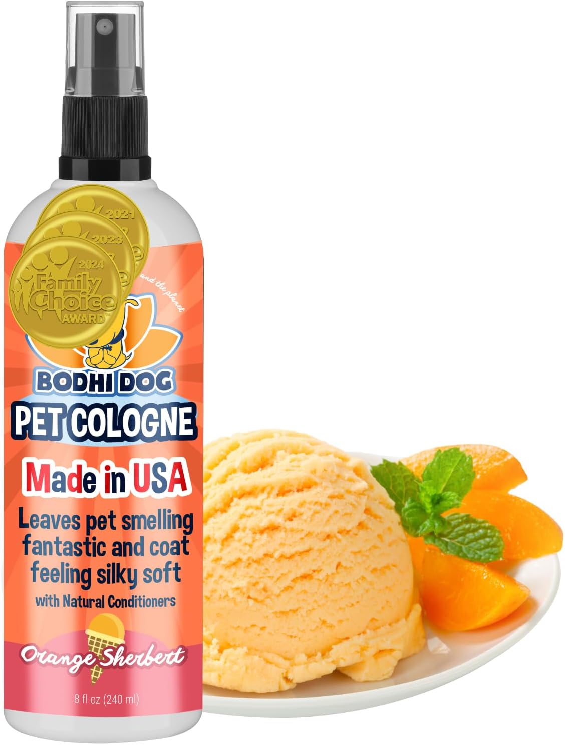 Bodhi Dog Natural Dog Cologne | Premium Scented Deodorizing Body Spray For Dogs & Cats | Neutralizes Strong Odors | Dog Perfume With Natural Dog Conditioner | Made In Usa (Orange Sherbert, 8 Fl Oz)