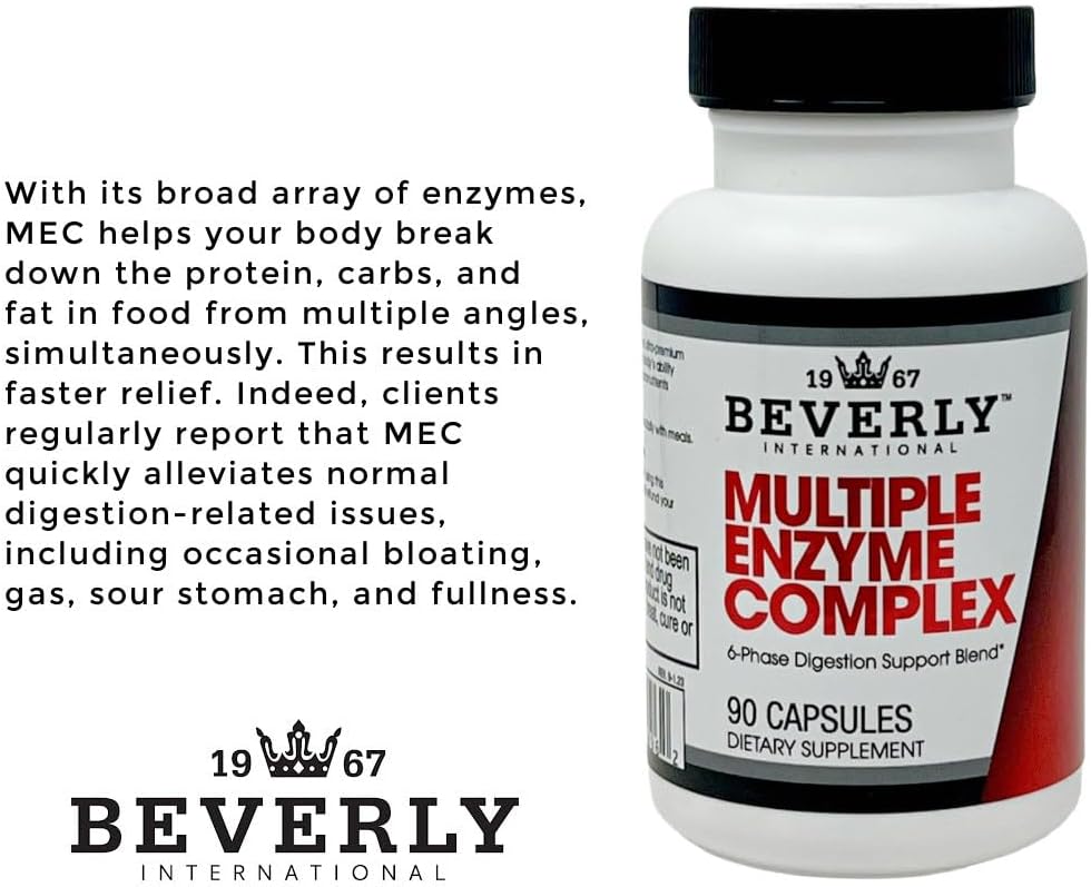 Beverly International (MEC Multiple Enzyme Complex, 90 Capsules. an Ultra-Premium Digestive Aid Helping Bodybuilders, Athletes and Fitness Enthusiasts Digest Their Meals More Easily. Take with food. : Health & Household