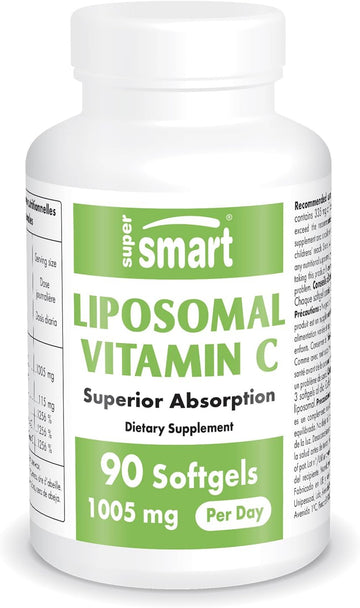 Supersmart Liposomal Vitamin C 1005Mg Per Day (High Absorbption) - Patented Vitamin C Supplement - Collagen Production | Non-Gmo & Gluten Free - 90 Softgels