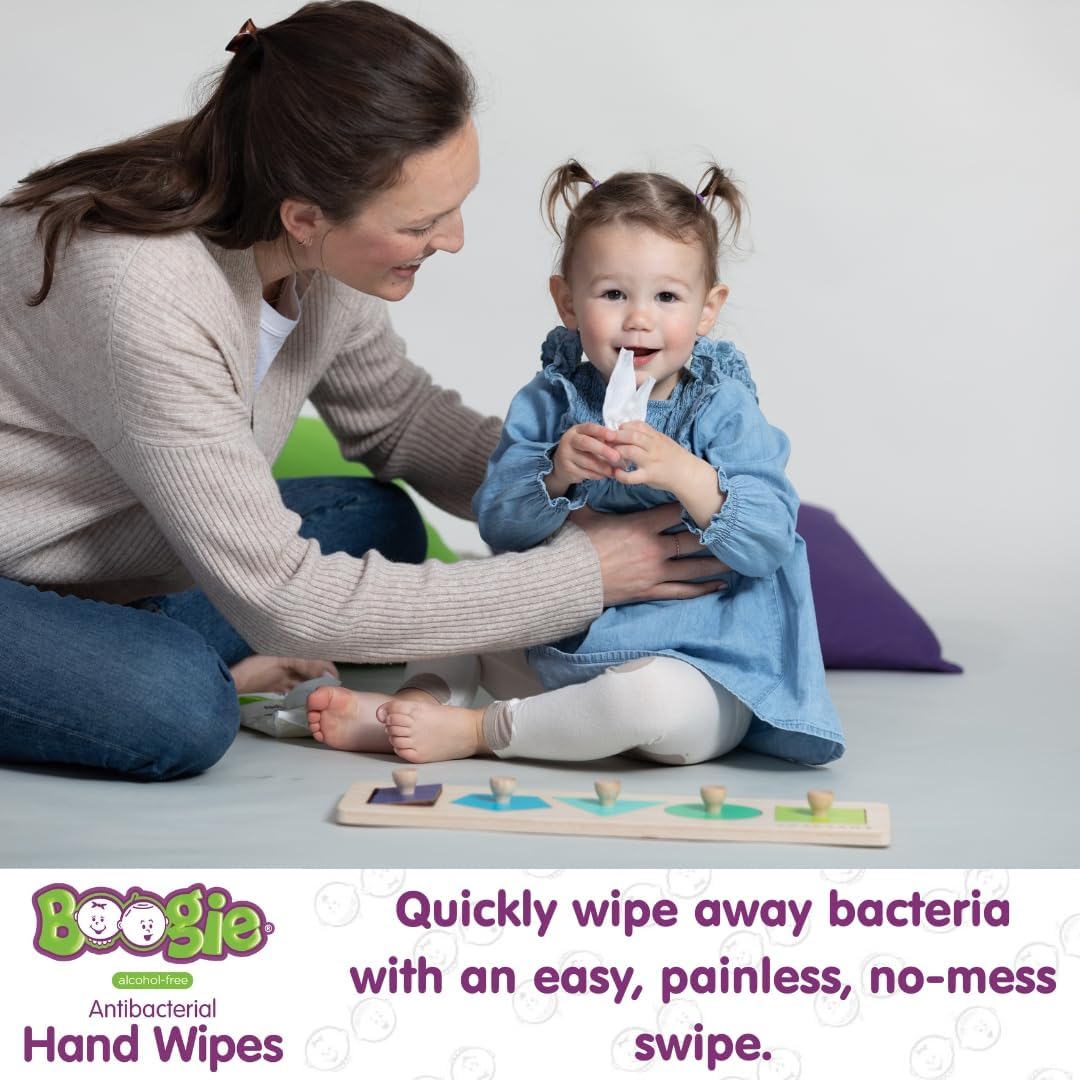 Antibacterial Hand Wipes by Boogie, Alcohol Free, Hypoallergenic and Moisturizing Aloe, Hand Wipes for Kids and Adults, 5 Packs of 20 (100 Total Wipes) : Beauty & Personal Care