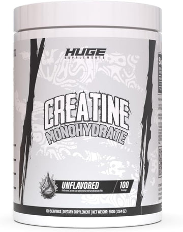 Huge Supplements Flavored Creatine Monohydrate Powder - Mango Flavor, 500 Grams, Third Party Tested, Micronized For Optimal Absorption, 5 Grams Per Scoop, Delicious & Easy Mixability (100 Servings)