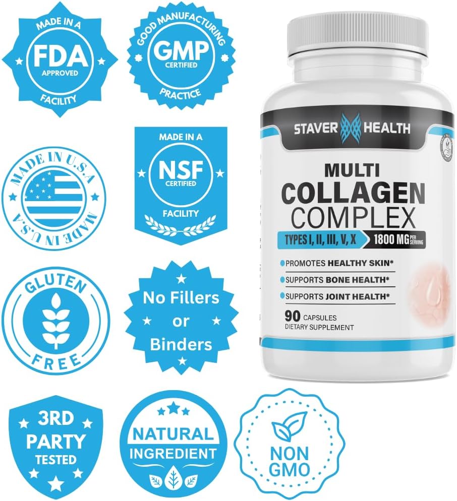 Staver Health Multi Collagen Complex Types I, Ii, Iii, V, X, 90 Capsules : Health & Household