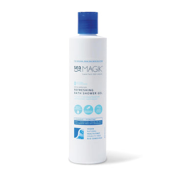 Refreshing Bath Shower Gel 10.14Oz/ 300Ml With Dead Sea Salt, Organic Seaweed And Plant Extracts /100% Vegan/Sustainable Packaging
