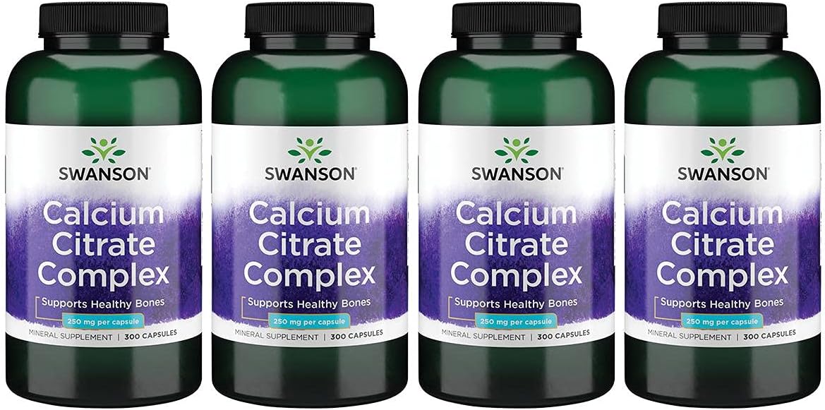 Swanson Calcium Citrate Complex Muscle Bone Health Support Mineral Supplement 300 Capsules (4 Pack)