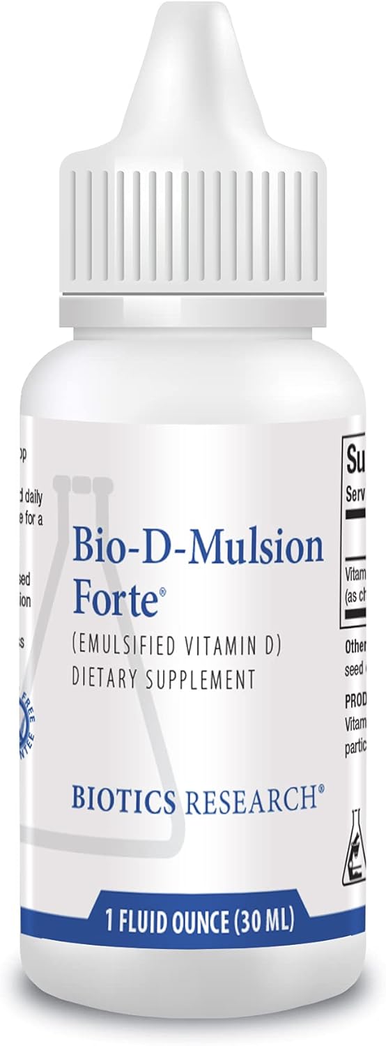 Biotics Research Bio D Mulsion Forte Vitamin D3 Liquid Drops 50 For Best Absorption, Strengthens Bones, Supports The Immune System, Cardiovascular System 1 Fl Oz