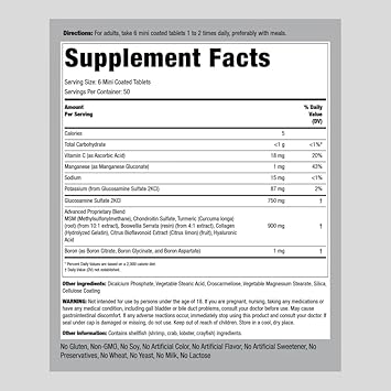 Piping Rock Glucosamine Chondroitin Msm | 300 Tablets | Plus Turmeric | Mini Tabs | Non-Gmo, Gluten Free Supplement