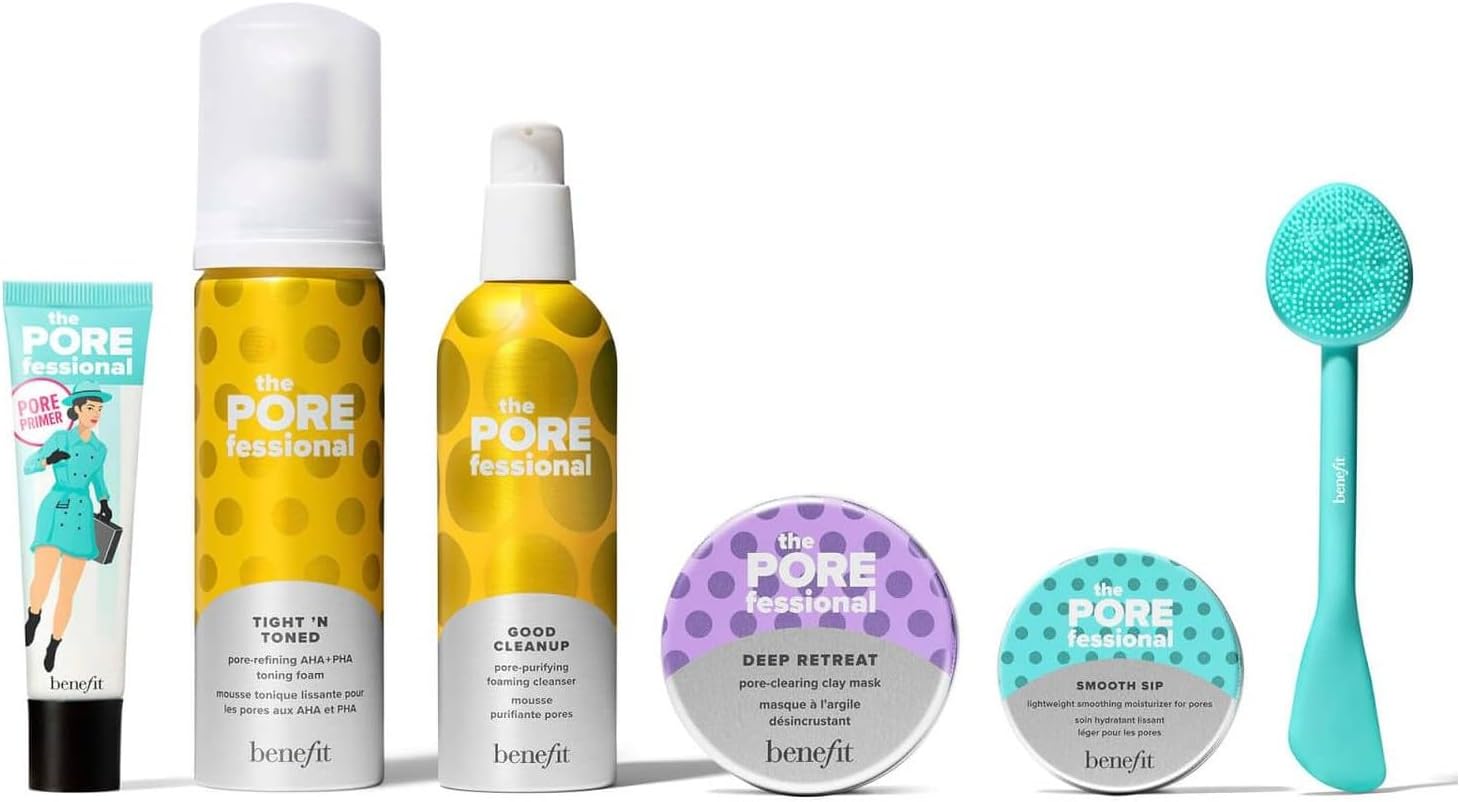 Benefit The POREfessional Pore Skin Care set - Full-size primer, foaming cleanser, toner, moisturiser, and SAMPLE clay mask (Collection Worth £177)