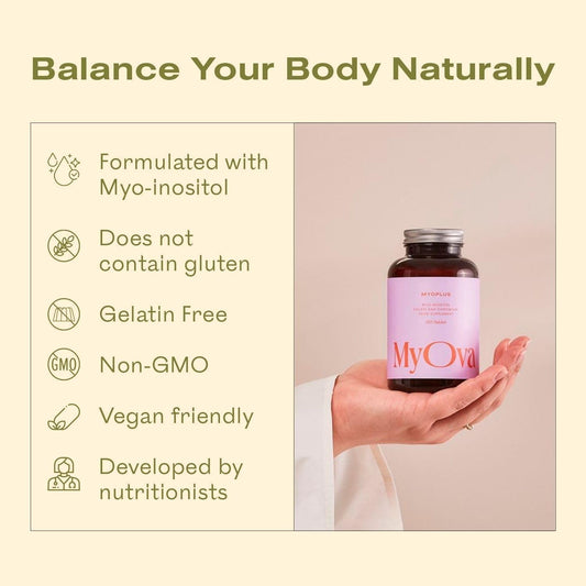 3 Pack Of Myova Myoplus - Natural Female Support Supplement For Pcos - 4000Mg Myo-Inositol + 200Ug Folate + 100Ug Chromium - **15% Saving** - 90 Days Supply, 360 Tablets - Made In The Uk