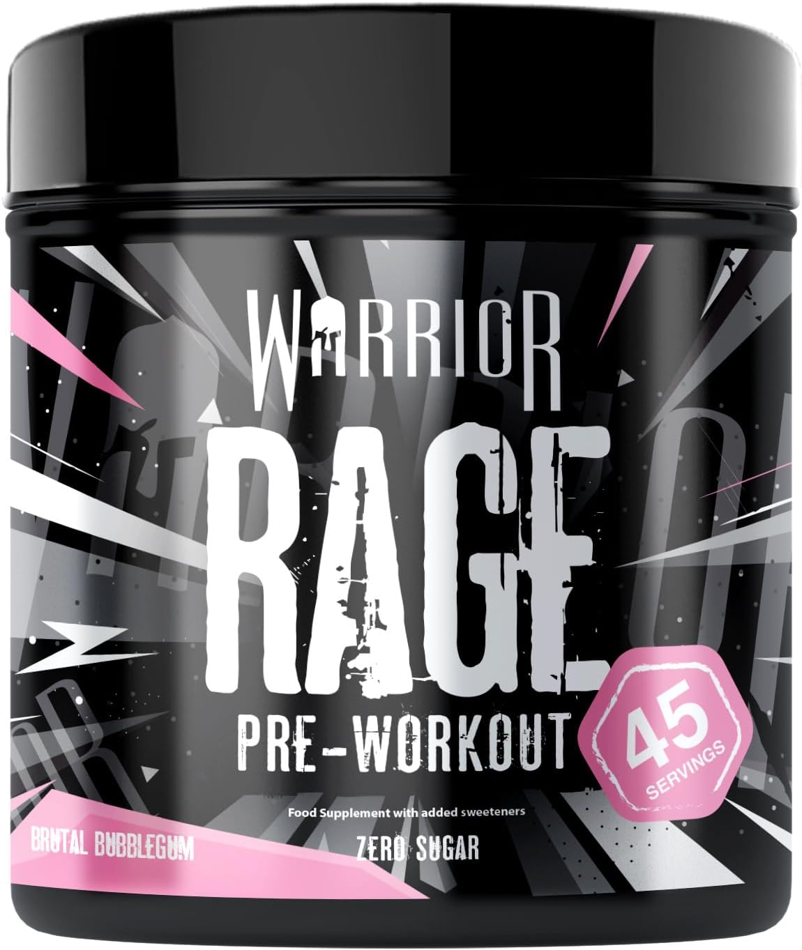 Warrior Rage - Pre-Workout Powder - 392G - Energy Drink Supplement With Vitamin C, Beta Alanine And Creatine Gluconate - 45 Servings (Brutal Bubblegum)