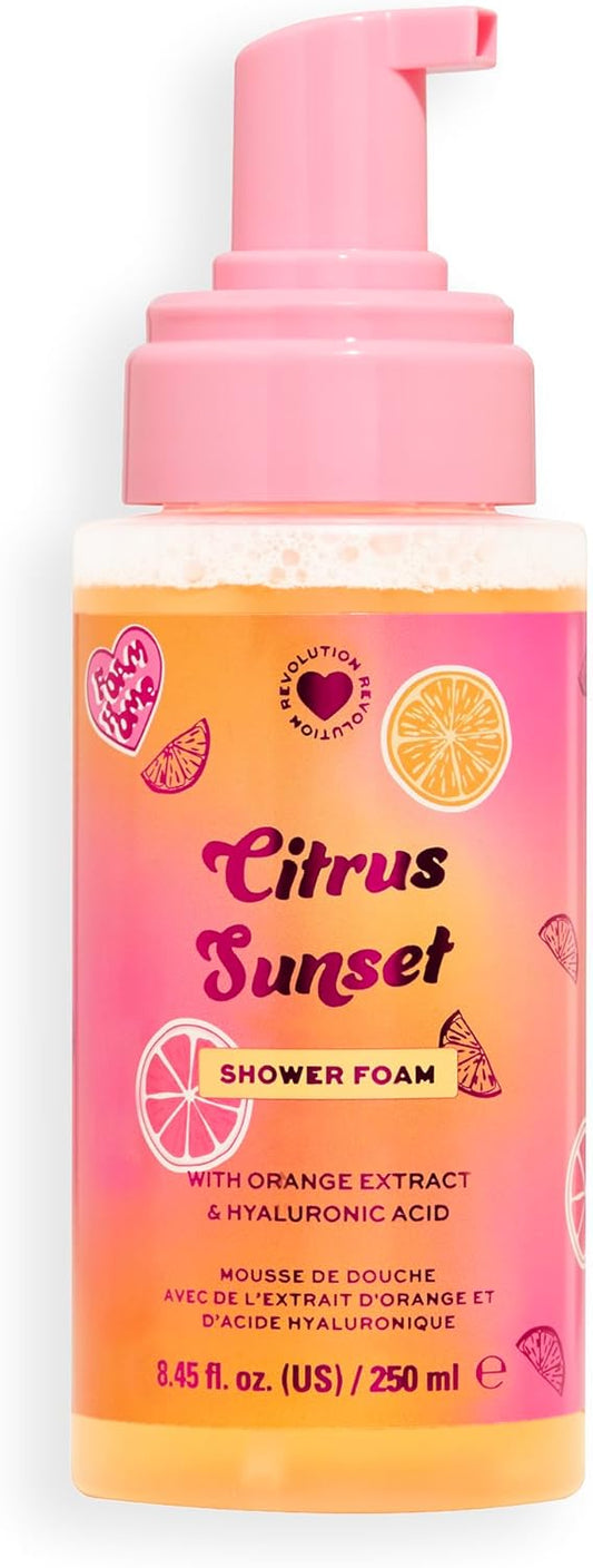 I Heart Revolution Citrus Sunset Shower Foam, Body Wash Infused With Hyaluronic Acid, Orange & Lemon Extract, Vegan & Cruelty-Free, 250Ml