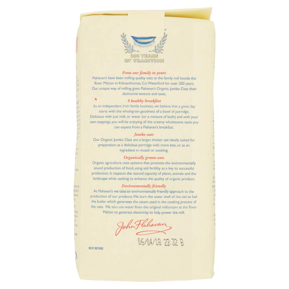 Flahavans Organic Porridge Oats 1Kg : Grocery & Gourmet Food