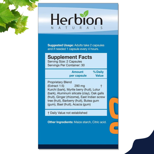 Herbion Naturals Gastro-intestinal Support Herbal Blend for Upset Stomach Relief, Gastrointestinal Health and Function, Occasional Acid Indigestion, Healthy Intestinal Flora, 60 Vegicaps