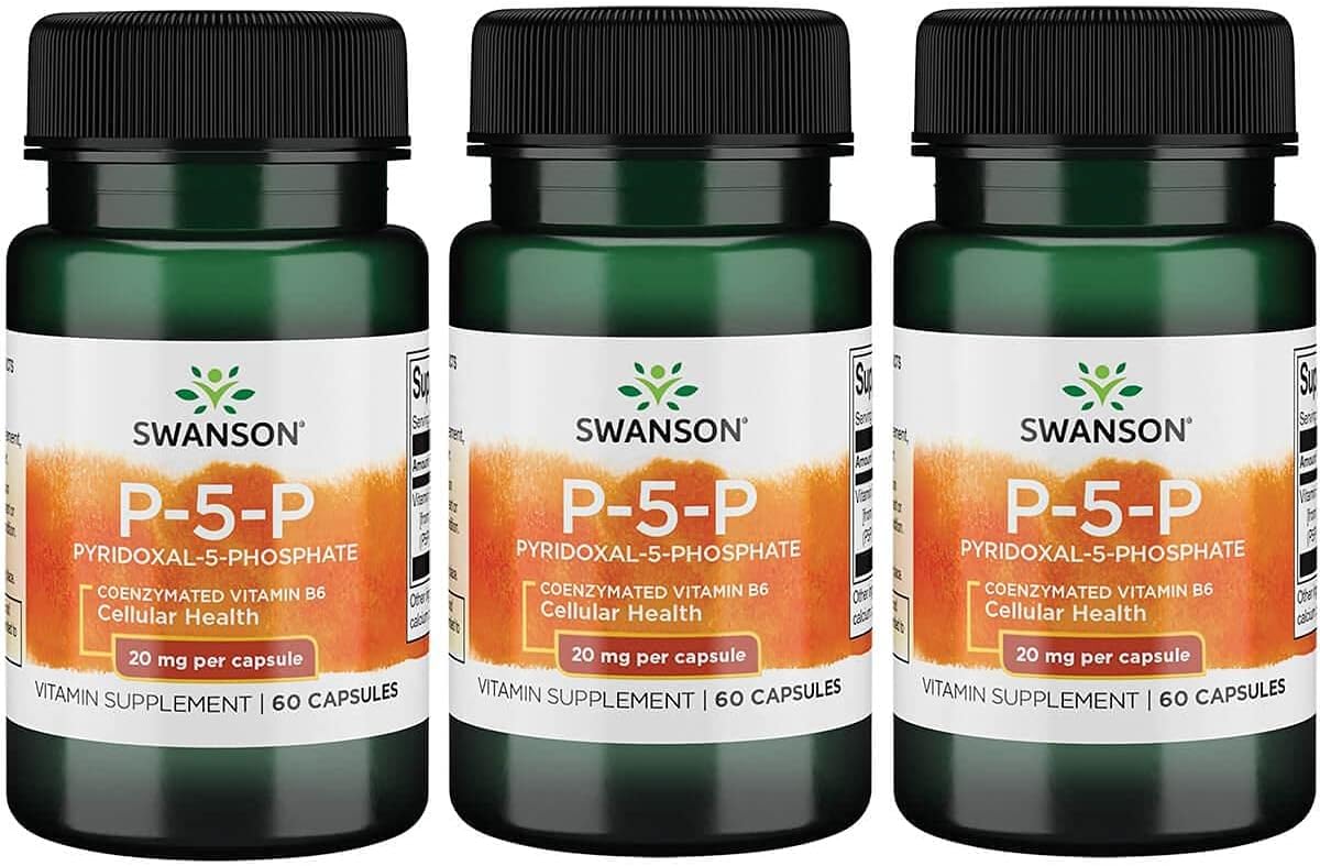 Swanson P-5-P (Pyridoxal-5-Phosphate) Coenzymated Vitaminb-6 20 Milligrams 60 Capsules (3 Pack)