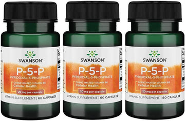 Swanson P-5-P (Pyridoxal-5-Phosphate) Coenzymated Vitaminb-6 20 Milligrams 60 Capsules (3 Pack)