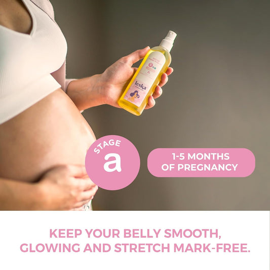 Maternity Belly Oil | STAGE A: SOOTHE Happy Belly Anti-Itch Oil (Pregnancy Months 1-5) | Part of a Complete 3 Stage Pregnancy Skin Care System | New Mom Gifts (4.22oz)