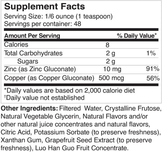Liquid Zinc + Copper Complex 8 Oz - 3 Pack - Dr'S Advantage : Health & Household