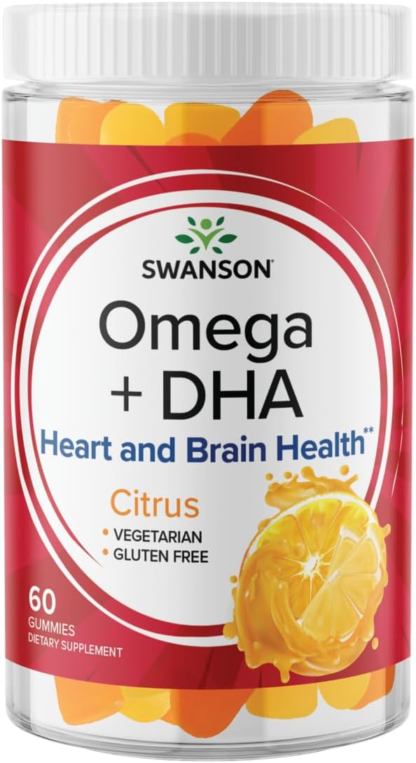 Swanson Adult Omega + DHA Gummies - 60 Gummies - Brain and Heart Healt