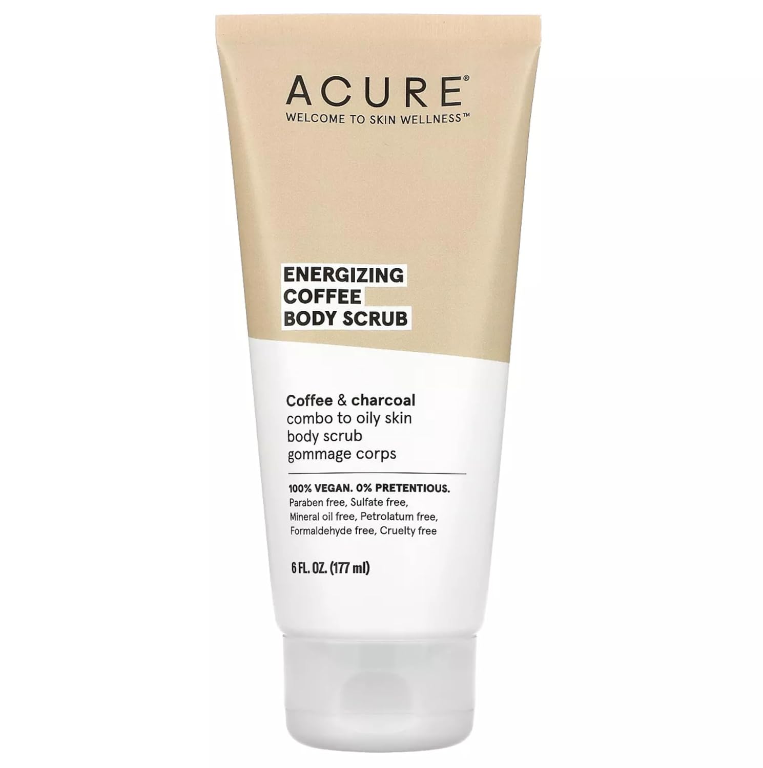 ACURE Energizing Coffee Body Scrub - Re-Energize & Hydrate for Soft, Glowing Skin - Coffee and Charcoal Infused Blend - Rejuvenating After Shower/Bath Exfoliation - For Normal to Oily Skin - 6 Fl Oz : Beauty & Personal Care