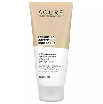 ACURE Energizing Coffee Body Scrub - Re-Energize & Hydrate for Soft, Glowing Skin - Coffee and Charcoal Infused Blend - Rejuvenating After Shower/Bath Exfoliation - For Normal to Oily Skin - 6 Fl Oz : Beauty & Personal Care