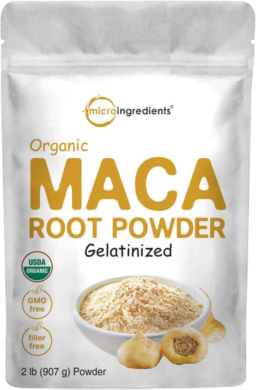 Organic Maca Root Powder, 2 Pound, Gelatinized For Better Absorption, Rich In Antioxidants, Help Energy, Stamina, Endurance, Strength And Immune System, No Gmos, Vegan Friendly And Peru Origin