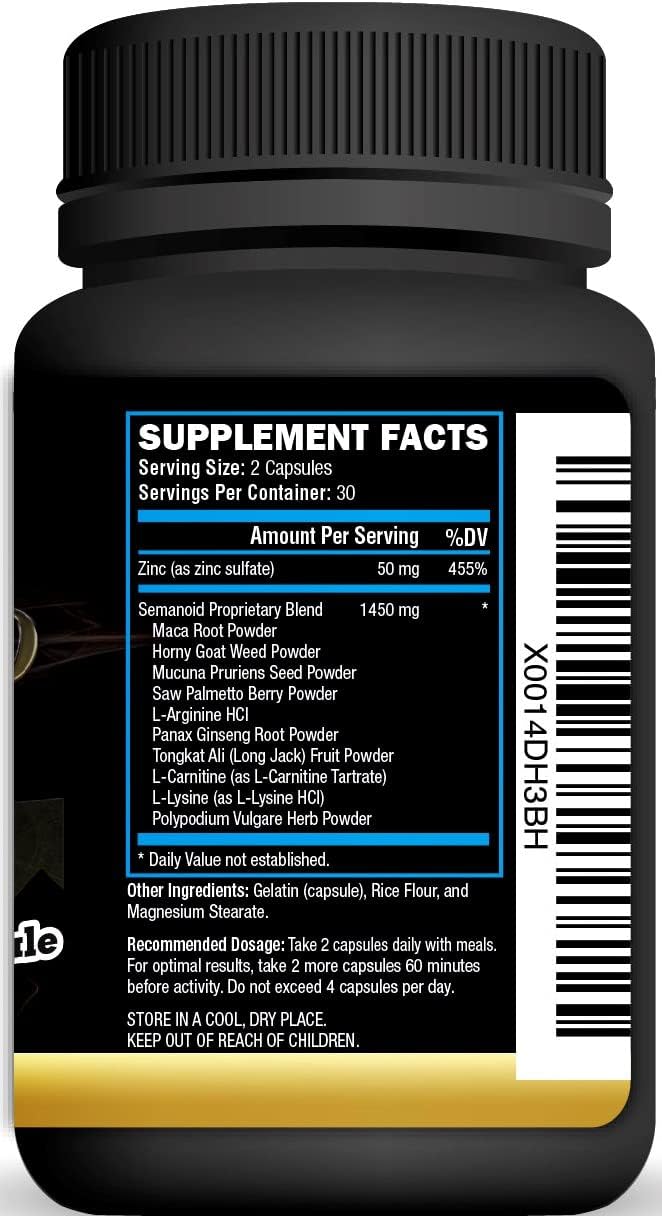 Semanoid (60 Caps) Maximum Fertility Formula And Semen Volumizer - Advanced Fertility Ingredients And Male Prenatal Vitamin Blend, 1 Month Supply