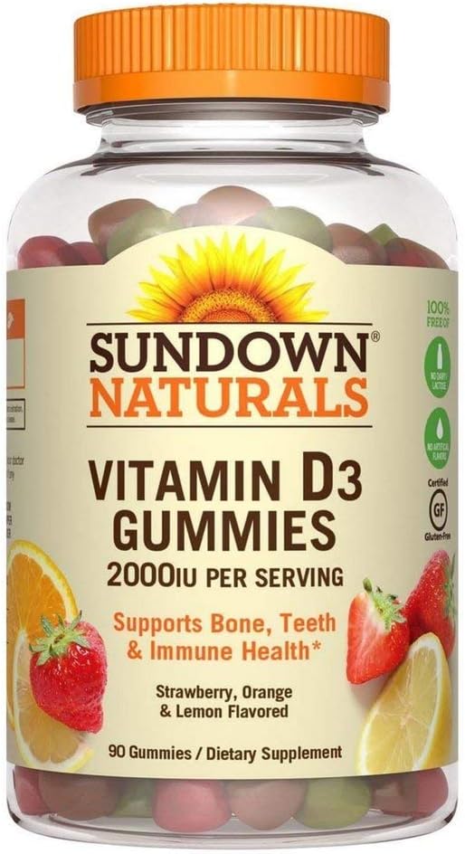 Sundown Vitamin D3 2000 IU Gummies, 90 Count : Health & Household