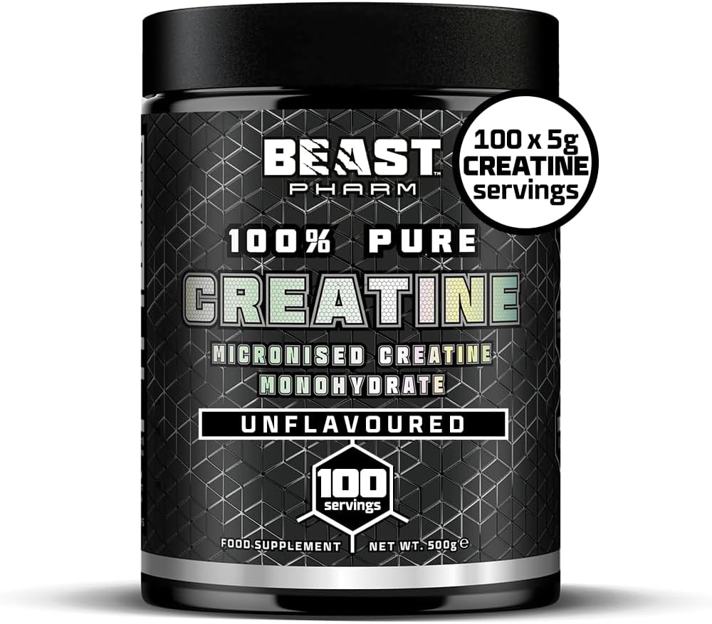 Beast | Creatine Monohydrate Powder 100 Servings (500G) 100% Pure Micronised Creatine Powder | Unflavoured