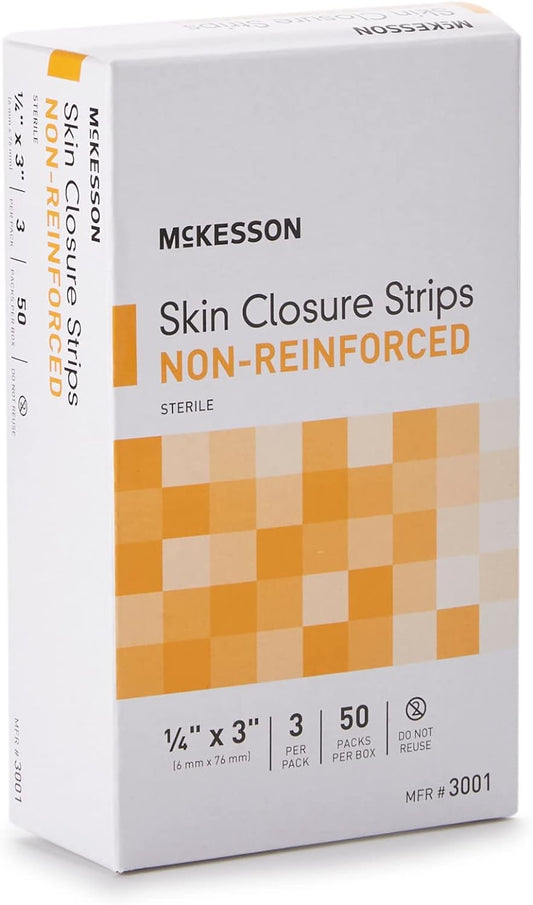 McKesson Skin Closure Strips, Sterile, Non-Reinforced, 1/4 in x 3 in, 50 Count