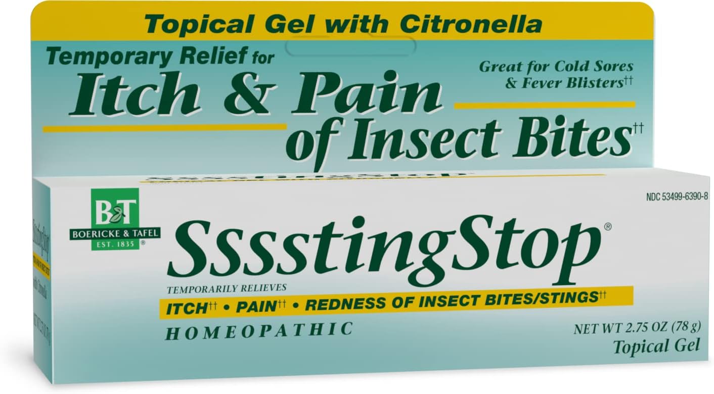 Nature's Way Boericke and Tafel Ssssting Stop, Itch and Pain Relief for Bug Bites, Cold Sores, and Poison Ivy, Topical Gel, 2.75 Ounce : Health & Household