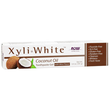 Now Foods Solutions, Xyliwhite™ Toothpaste Gel, Coconut Oil, Cleanses And Whitens, Cool Coconut-Mint Taste, 6.4-Ounce