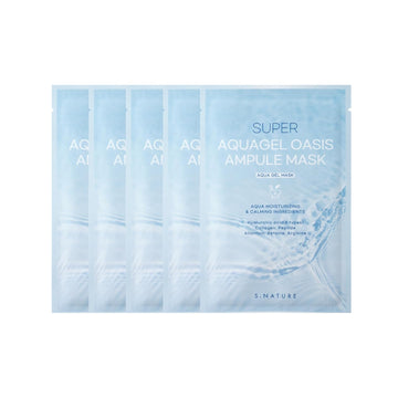 Super Aquagel Oasis Ampule Mask | Sheet Mask, Pore Minimizing Soothing, Moisturizing, Nourishing | 5Ea