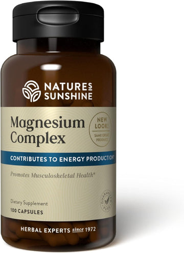 Nature'S Sunshine Magnesium Complex - High Potency Magnesium Supplement For Muscle Function, Energy Production, & Reduction Of Tiredness And Fatigue - 50 Servings (100 Capsules)