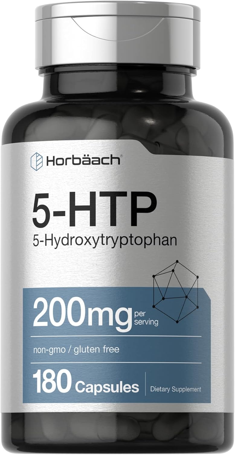 Horbäach 5Htp 200Mg Supplement | 180 Capsules | 5 Hydroxytryptophan | Griffonia Simplicifolia | Extra Strength | Non-Gmo, Gluten Free