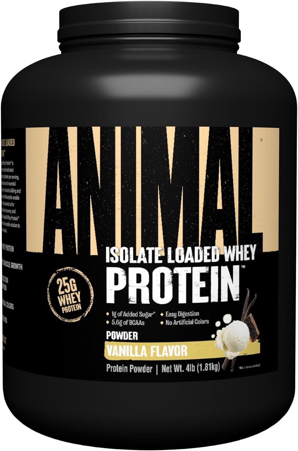 Animal Whey Isolate Whey Protein Powder ? Isolate Loaded for Post Workout and Recovery ? Low Sugar with Highly Digestible Whey Isolate Protein - Vanilla - 4 Pound (Pack of 1) (Packaging May Vary)