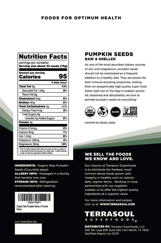 Terrasoul Superfoods Organic Pumpkin Seeds 2 Lbs + Organic Sunflower Seeds 2 Lbs + Organic Black Chia Seeds 2.5 Lbs Bundle