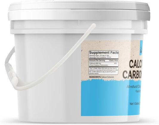 Pure Original Ingredients Calcium Carbonate Powder (1 Gallon) Dietary Supplement, Food Preservative, Reusable Plastic Bucket