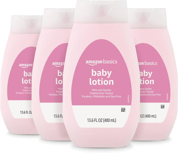 Amazon Basics Baby Lotion, Mild & Gentle, Lightly Scented, 13.6 Fl Oz (Pack Of 4) (Previously Solimo)