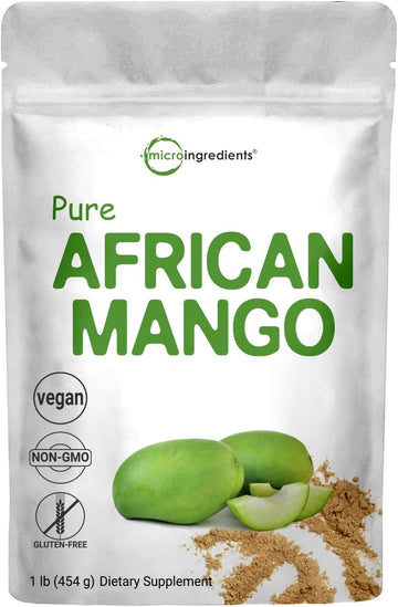 Sustainably Africa Grown, Pure African Mango Powder (Irvingia Gabonensis Powder, Wild Mango Extract), 1 Pound (6 Months Supply), Wild Harvest, Supports Metabolism and Fat Burning, Non-GMO, Vegan