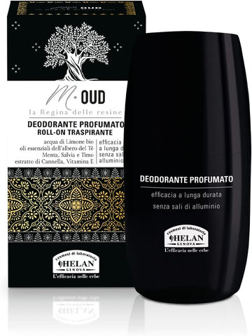 Helan, M Oud, Men'S Deodorant Roll-On Scented And Breathable - Fresh And Skin Gentle Deodorant, Without Aluminum Salts, With Essential Oils - Long Lasting Action, 50 Ml - Made In Italy