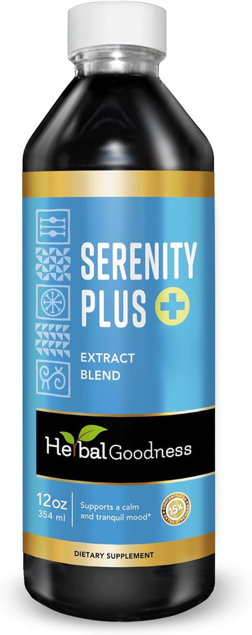 Herbal Goodness Serenity Plus 12oz - Valerian Root Sleep Aid and Nature Made Magnesium for Sleep Support, Serenity, Mood Boost and Holistic Relaxation - 1 Bottle - 23 Servings