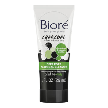 Bioré Deep Pore Charcoal Daily Face Wash, With Deep Pore Cleansing For Dirt And Makeup Removal From Oily Skin, 1 Oz, 36-Pack