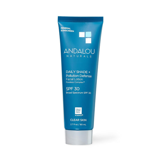 Andalou Naturals Daily Shade Face Sunscreen, Spf 30 Zinc Oxide Mineral Sunscreen, Sun + Pollution Defense Face Lotion, Helps Minimize Look Of Pores, Matte Finish & Lightweight - 2.7 Fl. Oz