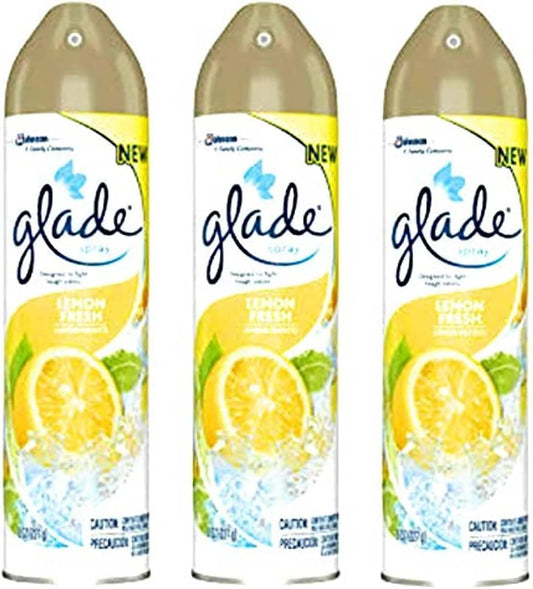 Glade Air Freshener Spray - Lemon Fresh - Net Wt. 8 OZ (227 g) Per Can - Pack of 3 Cans : Health & Household