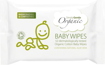 Wet Baby Wipes Sensitive Skin - By Simply Gentle - Dermatologically Tested - Newborn And Toddler Suitable, Natural Aloe Vera - Care With No Irritation - 52 Wipes Per Pack. Pack Of 6. Bulk Multipack