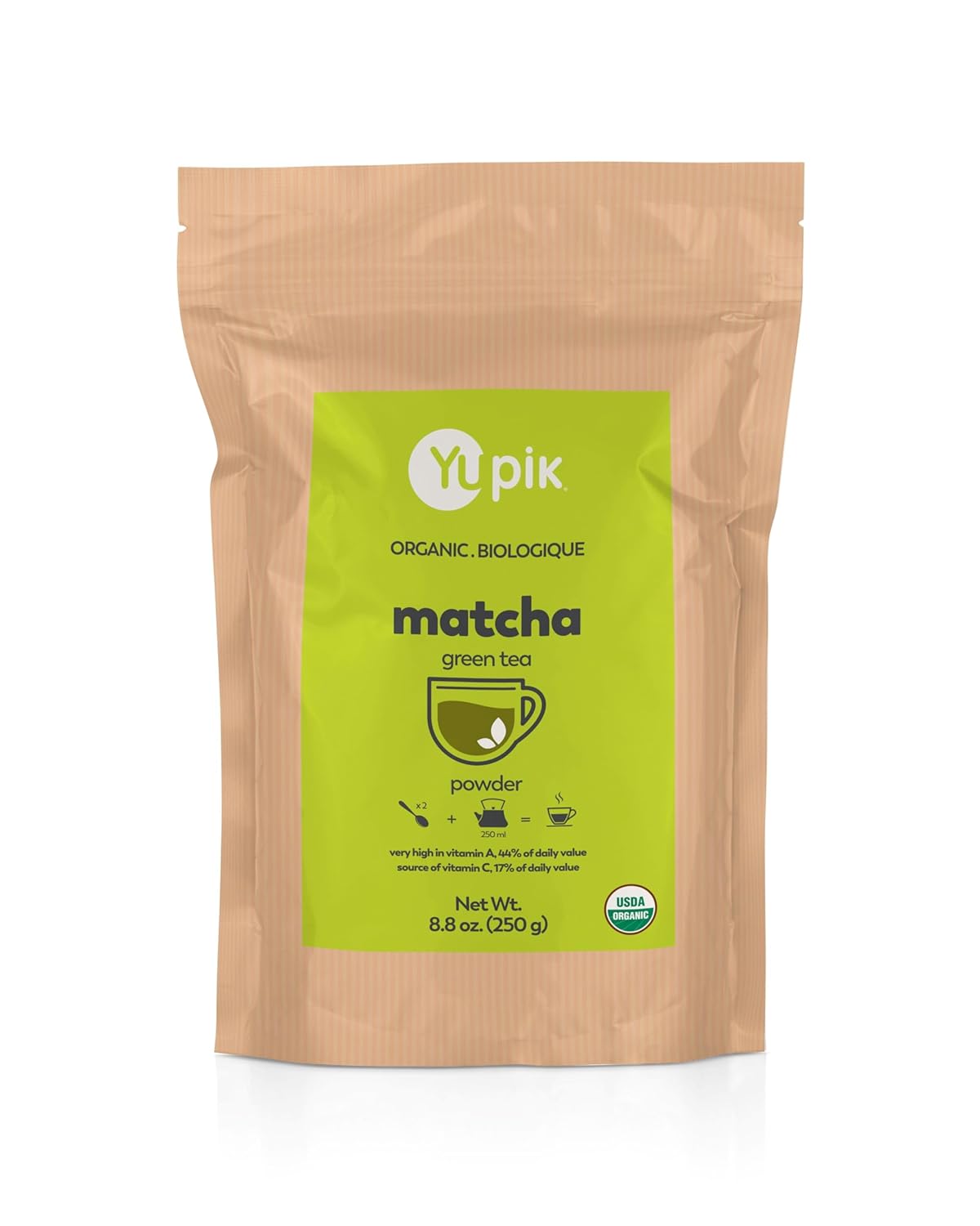 Yupik Organic Japanese Matcha Green Tea Powder, 8.8 Oz, Non-Gmo, Vegan, Gluten-Free
