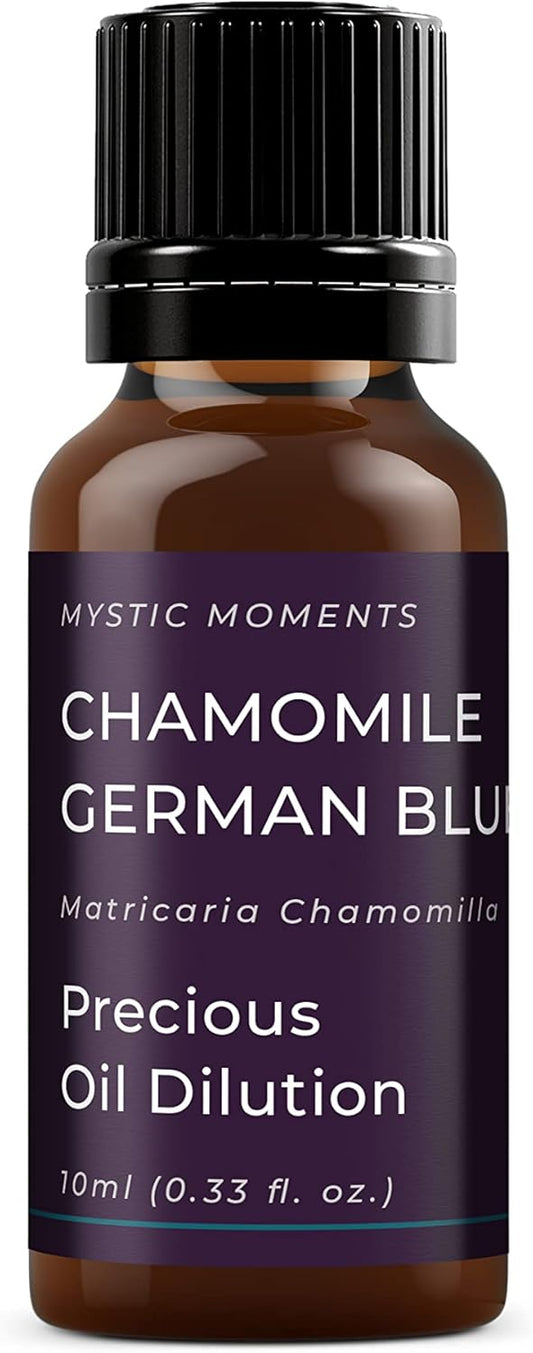 Mystic Moments | Chamomile German Blue Essential Oil Dilution 3% In Jojoba | Matricaria Chamomilla | Soothing Skincare & Aromatherapy Blend | Pre-Diluted | Calming Scent | Massage Oil | 10Ml