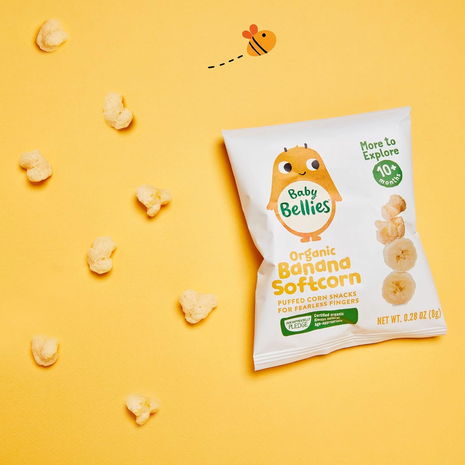 Little Bellies Organic Softcorn Baby Snack Puffs, Banana, Individual Snack Packs (Pack of 18) : Everything Else